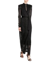 Lyst Balmain Floor Length Knit Cardigan In Black