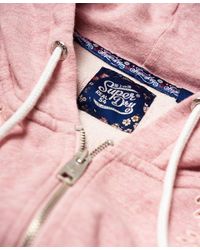 Superdry Pink Ivy Broidery Zip Hoodie