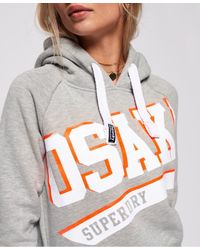 Superdry Gray Osaka Swoosh Sport Crop Hoodie
