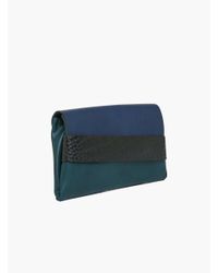 Roman - Blue Black Leather Detailed Clutch - Lyst