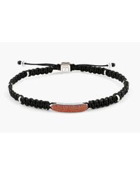 Tateossian - Black Macrame Diamond Baton Silver Bracelet - Tangerine Diamond - Lyst