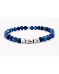 Tateossian - Disc Round Blue Sodalite Beaded Bracelet With Silver Spacer Discs - Lyst
