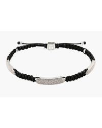Tateossian - Metallic Macrame Triple Diamond Baton Silver Bracelet - Lyst
