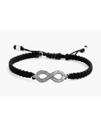 Tateossian - White Macramé Infinity Knot Pavé Bracelet In Silver for Men - Lyst