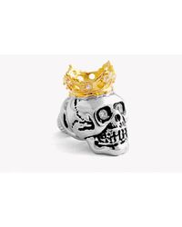 Tateossian | Multicolor King Skull Pin In Silver With 18k Gold Plating | Lyst