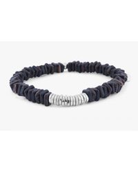 Tateossian - Gray Disc Round Brown Wood Ebony Beaded Bracelet With Silver Spacer Discs for Men - Lyst