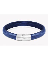 Tateossian | Caiman Bracelet In Blue Leather With Silver Clasp for Men | Lyst