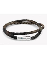 Tateossian - Pop Print Scoubidou Silver Bracelet In Brown for Men - Lyst