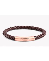 Tateossian - Tubo Charles Taito Silver Bracelet In Brown & Rose Gold Finish - Lyst