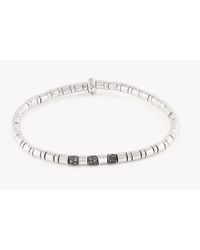 Tateossian - Metallic Bamboo Silver Bracelet With Brown Diamonds & Rhodium Plating - Lyst