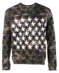 Valentino | Green Camouflage And Stars Sweatshirt for Men | Lyst