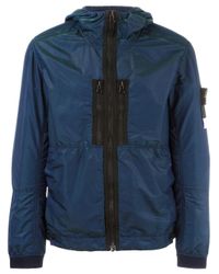 Stone Island | Blue Hooded Shell Jacket for Men | Lyst