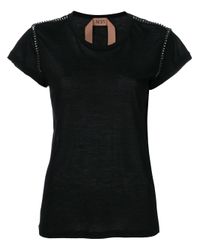N°21 - Black No21 T-shirt Con Decorazione Cristallo - Lyst