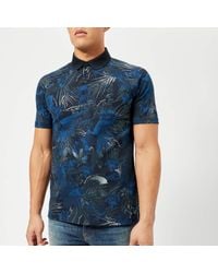 Armani Exchange Blue Printed Polo Shirt for men