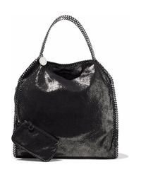 Stella McCartney Black Falabella Metallic Faux Brushed-leather Shoulder Bag