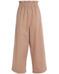 Ganni Natural Cotton-twill Wide-leg Pants