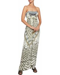 Camilla Multicolor Convertible Crystal-embellished Printed Silk Kaftan Ecru