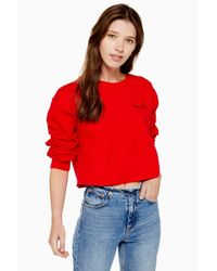 Sweat Smile brodé TOPSHOP en coloris Red