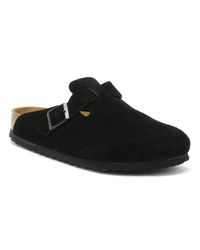 Birkenstock Black Boston Suede Clogs