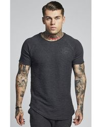Siksilk Gray Reverse Flannel Curved Hem Sweat for men