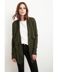 Velvet By Graham & Spencer - Green Frannie Lux Cotton Drape Cardigan - Lyst