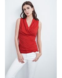 Velvet By Graham & Spencer - Red Adelise Gauzy Whisper Wrap Tank - Lyst