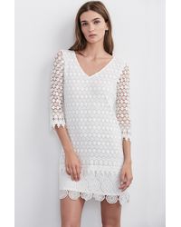 Velvet By Graham & Spencer White Gita Mixed Lace Dress