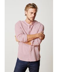 Velvet By Graham & Spencer - Pink Heath Collarless Woven Cotton Shirt for Men - Lyst