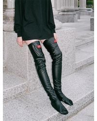 CLUT STUDIO 0 8 Leather Over Knee Socks - Black
