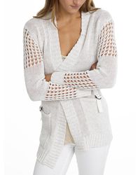 White + Warren | Multicolor Denim D-ring Tab Cardigan | Lyst
