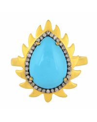 Meghna Jewels - Blue Flame Ring Turquoise & Diamonds - Lyst