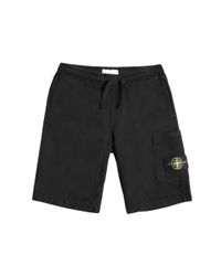 Stone Island - Black French Terry Pocket Shorts for Men - Lyst