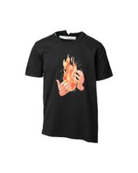 Off-White c/o Virgil Abloh - Black Diagonal Fire Hands T-shirt for Men - Lyst