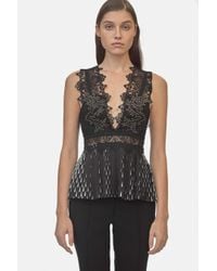 Yigal Azrouël - Black Studded Coral Emboridery Pleated Top - Lyst