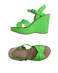 Kork-ease 110mm Bette Leather Sandal Wedges in Green | Lyst