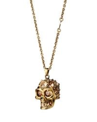 Alexander McQueen | Metallic Skull Swarovski Brass Necklace | Lyst