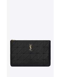 Saint Laurent Black Jamie Document Holder "carré Rive Gauche" In Lambskin