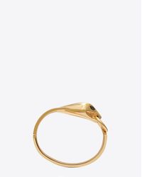 Saint Laurent - Metallic Animalier Serpent Bangle In Gold-toned Brass And Black Crystal - Lyst