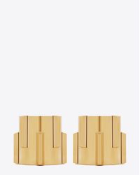 Saint Laurent - Metallic Deco Clous De Paris Cuff In Gold-toned Brass - Lyst