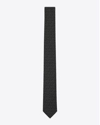 Saint Laurent - Slim Tie In Black And Grey Ysl Woven Silk Jacquard for Men - Lyst