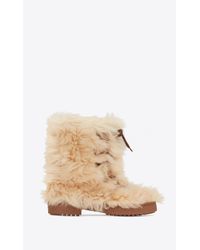 Saint Laurent - Natural Furry Boot In Lambskin With Leather Laces for Men - Lyst