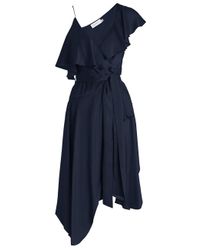 Zimmermann | Blue French Navy Sueded Asymmetric Wrap Dress | Lyst