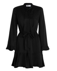 Zimmermann | Black Sueded Tie Neck Shift Dress | Lyst
