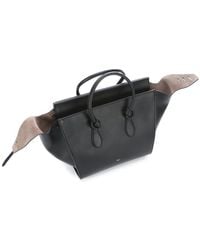 celine black tie knot large leather shopper tote handbag bag purse  