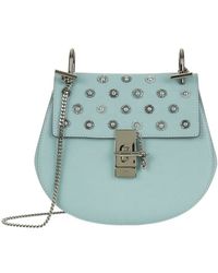 Chlo Drew Mini Embellished Leather Cross-Body Bag in Pink (cement ...