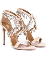 Christian louboutin Milla 100 Metallic Leather Sandals in Silver ...