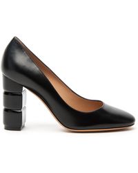 Christian louboutin 140 Banana Calfskin Peep Toe Pumps in Black | Lyst  