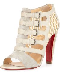 christian louboutin wedge heeled shoes with buckle  