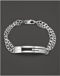 Lyst Men S Gucci Bracelets Gucci Sterling Silver Double Chain Bracelet Lyst