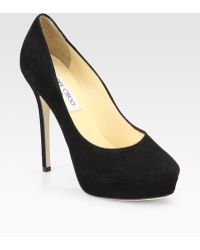 Jimmy Choo Valor Flocked Mesh And Suede Pumps in Black | Lyst